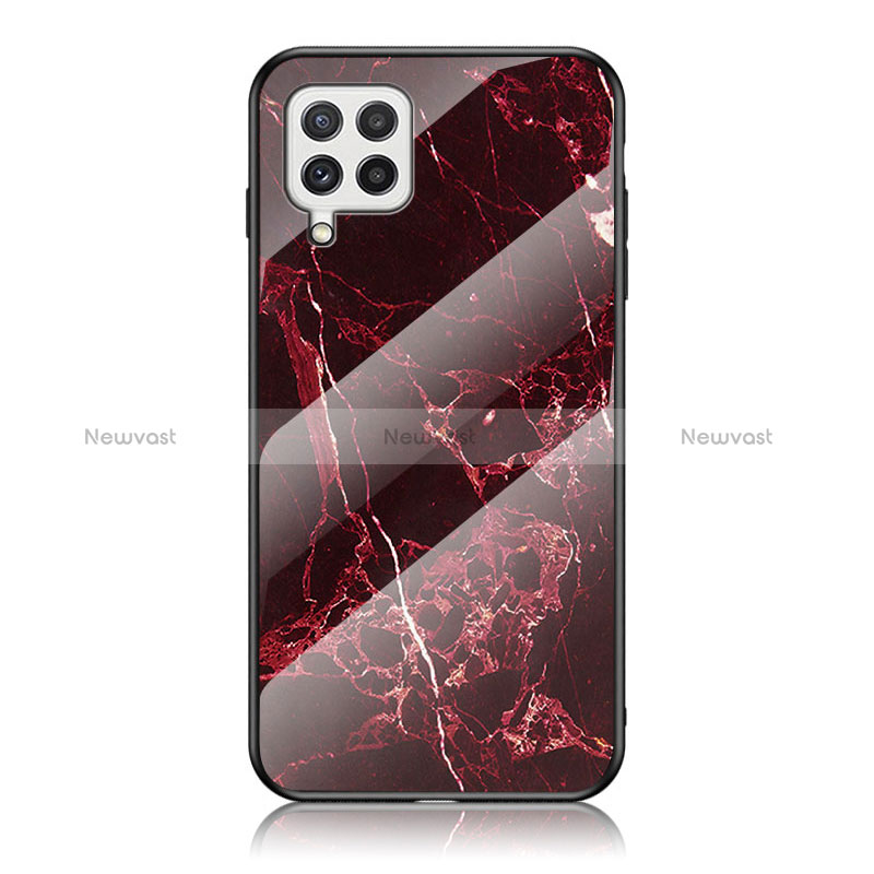 Silicone Frame Fashionable Pattern Mirror Case Cover for Samsung Galaxy A22 4G Red