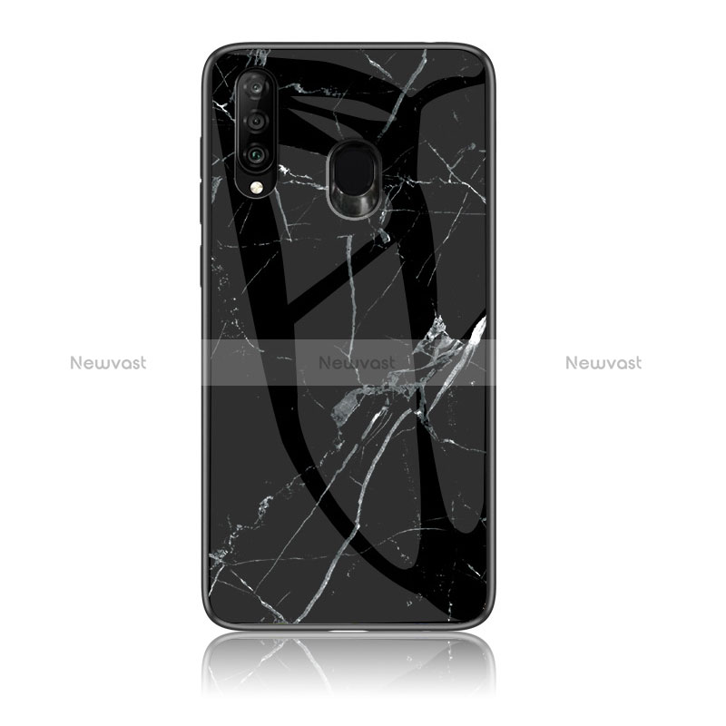 Silicone Frame Fashionable Pattern Mirror Case Cover for Samsung Galaxy A40s Black