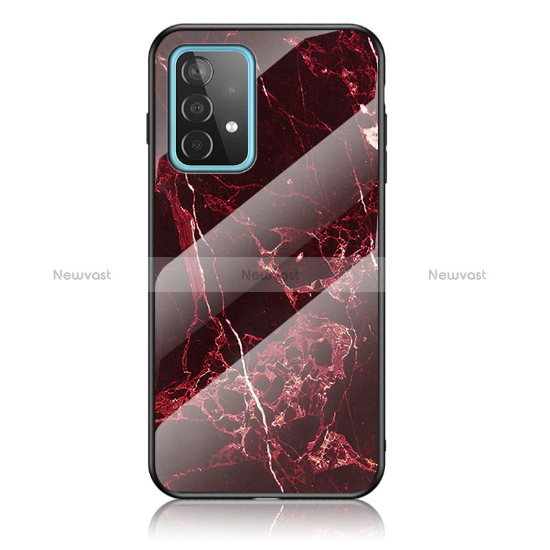 Silicone Frame Fashionable Pattern Mirror Case Cover for Samsung Galaxy A52 5G Red