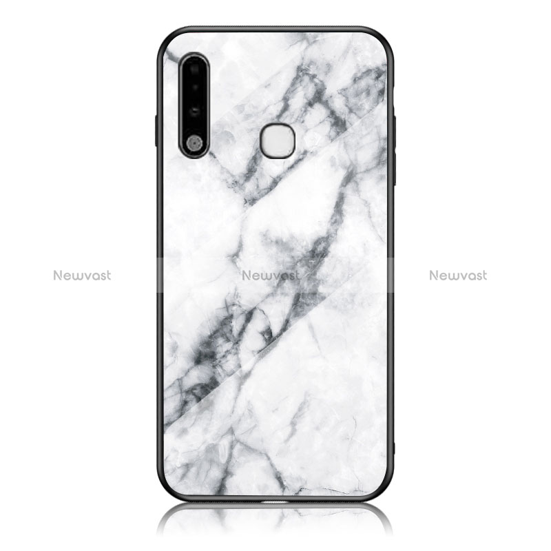 Silicone Frame Fashionable Pattern Mirror Case Cover for Samsung Galaxy A70E White