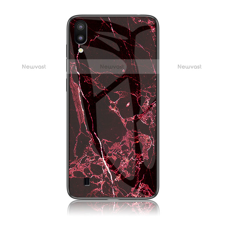 Silicone Frame Fashionable Pattern Mirror Case Cover for Samsung Galaxy M10 Red