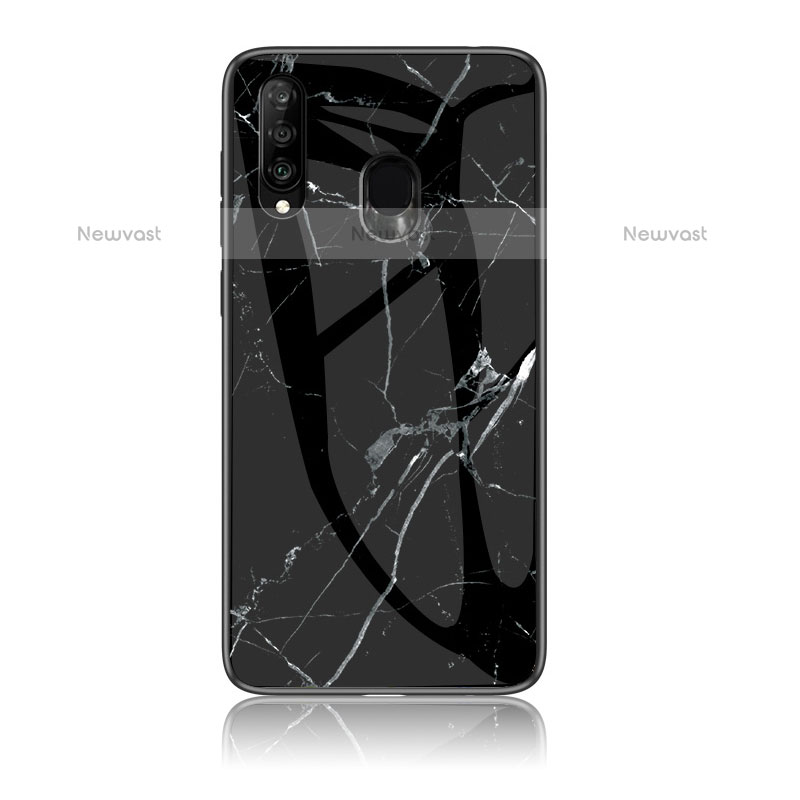 Silicone Frame Fashionable Pattern Mirror Case Cover for Samsung Galaxy M30 Black