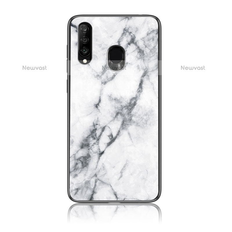 Silicone Frame Fashionable Pattern Mirror Case Cover for Samsung Galaxy M30 White