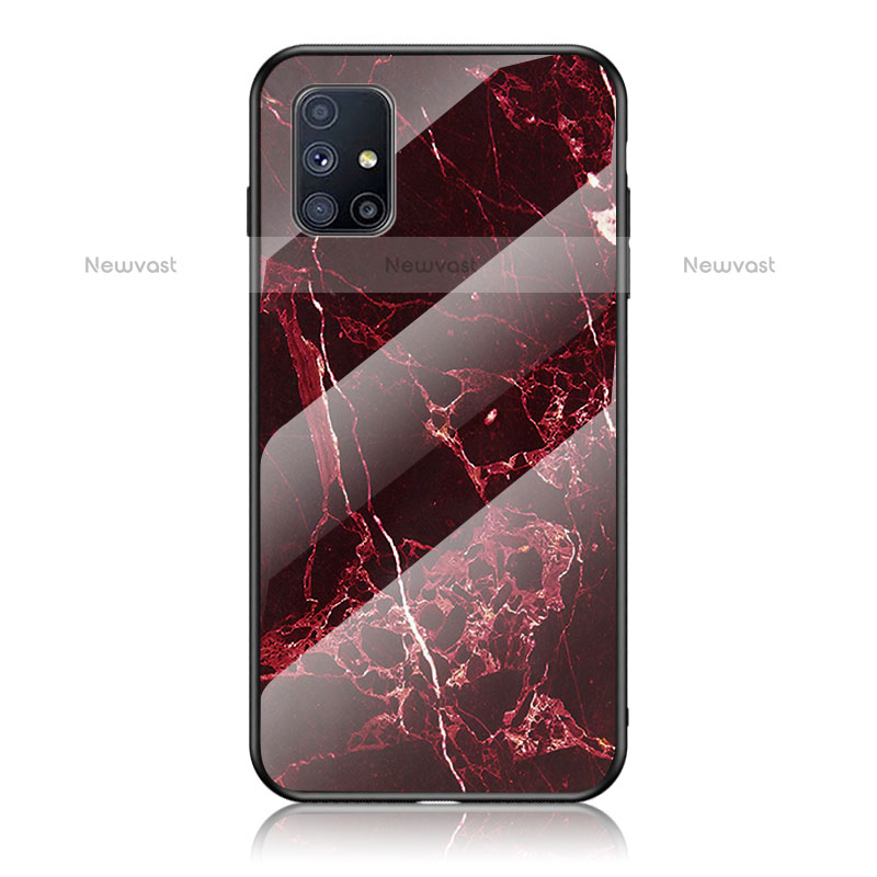 Silicone Frame Fashionable Pattern Mirror Case Cover for Samsung Galaxy M31s Red