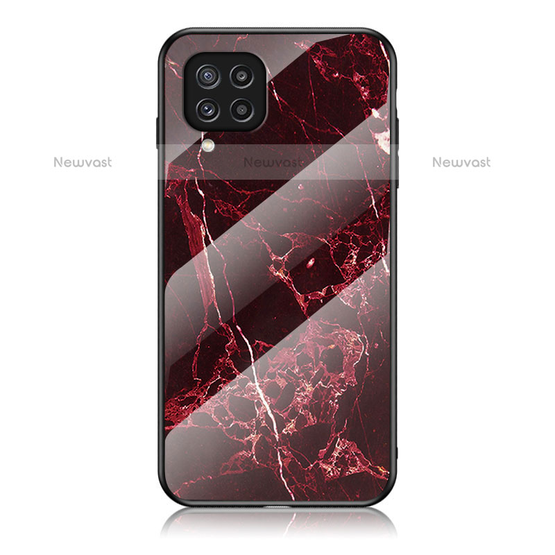 Silicone Frame Fashionable Pattern Mirror Case Cover for Samsung Galaxy M32 4G Red