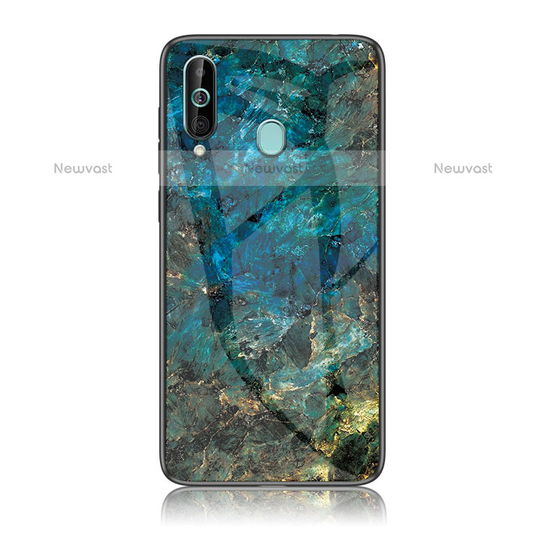 Silicone Frame Fashionable Pattern Mirror Case Cover for Samsung Galaxy M40 Blue