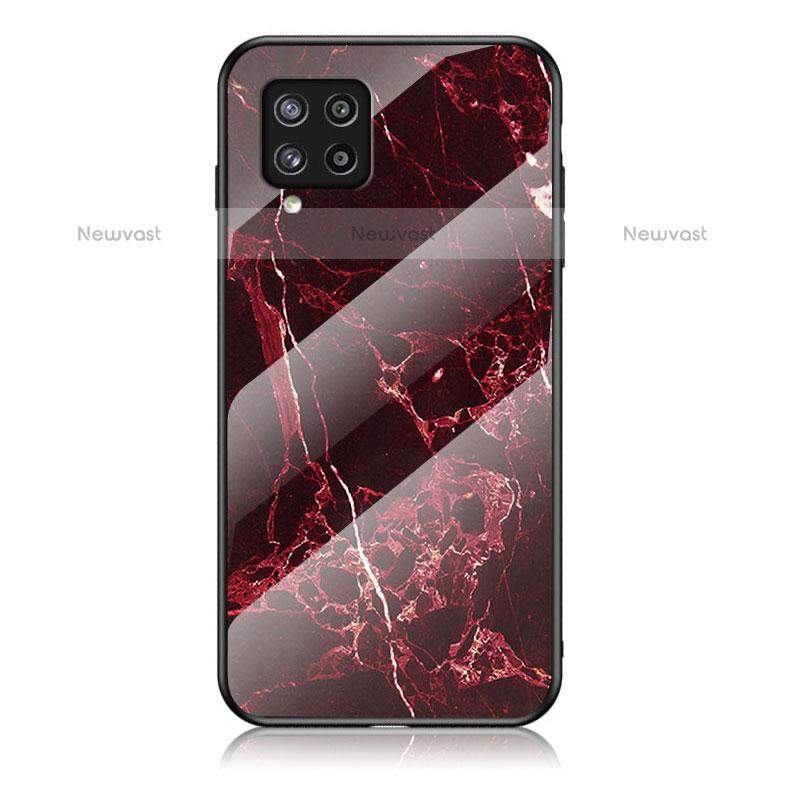 Silicone Frame Fashionable Pattern Mirror Case Cover for Samsung Galaxy M42 5G Red