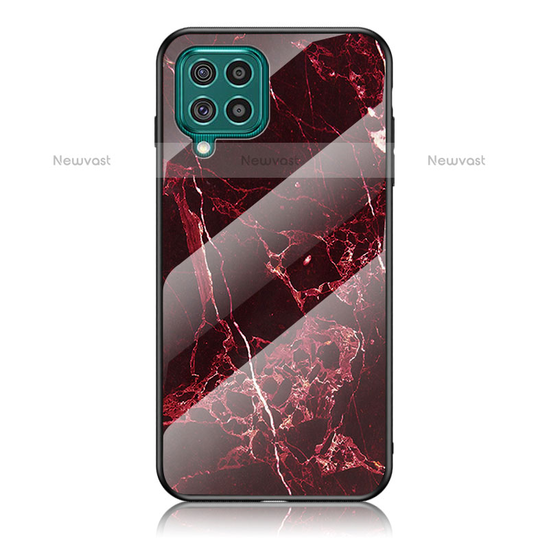 Silicone Frame Fashionable Pattern Mirror Case Cover for Samsung Galaxy M62 4G Red