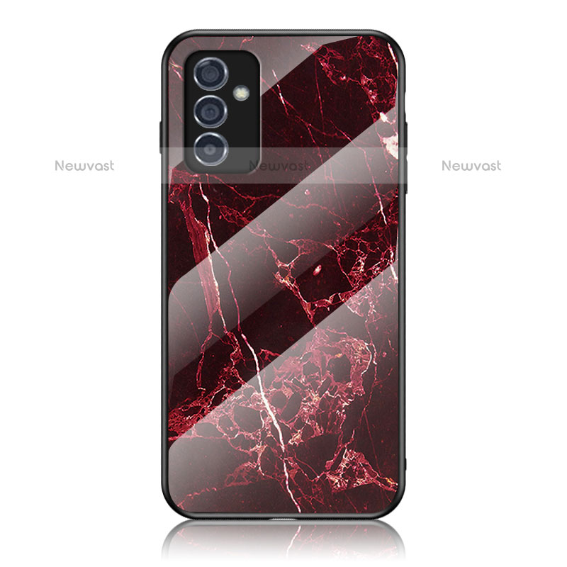 Silicone Frame Fashionable Pattern Mirror Case Cover for Samsung Galaxy Quantum2 5G Red