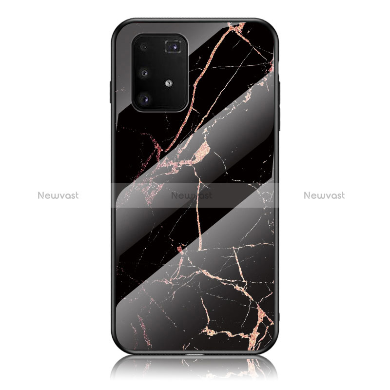 Silicone Frame Fashionable Pattern Mirror Case Cover for Samsung Galaxy S10 Lite Gold and Black