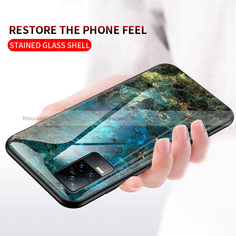 Silicone Frame Fashionable Pattern Mirror Case Cover for Vivo V21e 4G