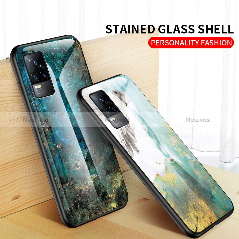 Silicone Frame Fashionable Pattern Mirror Case Cover for Vivo V21e 4G