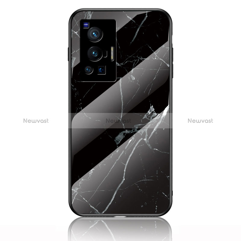 Silicone Frame Fashionable Pattern Mirror Case Cover for Vivo X70 Pro 5G Black