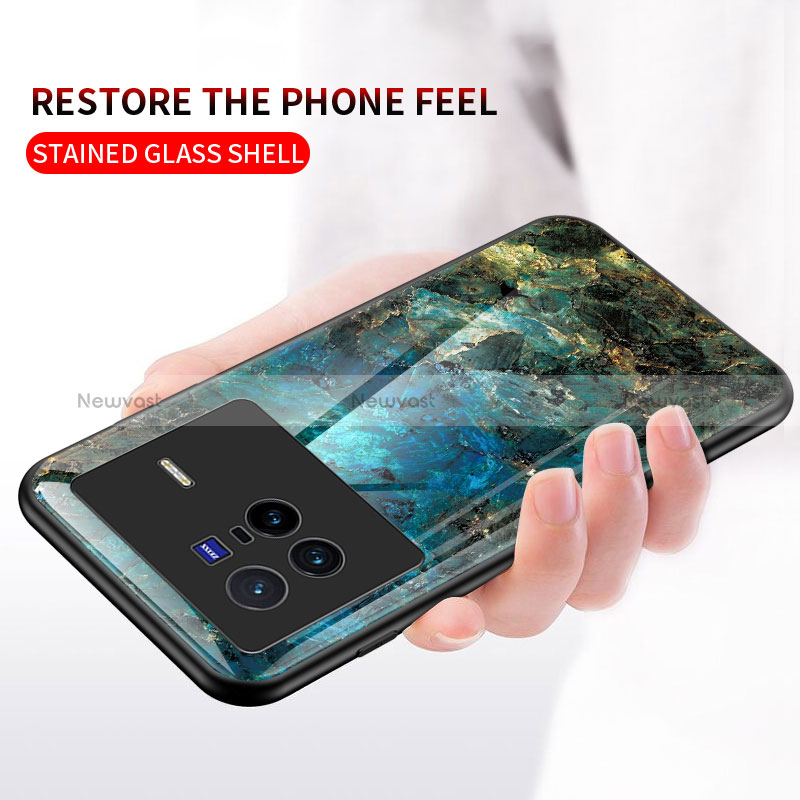 Silicone Frame Fashionable Pattern Mirror Case Cover for Vivo X80 5G