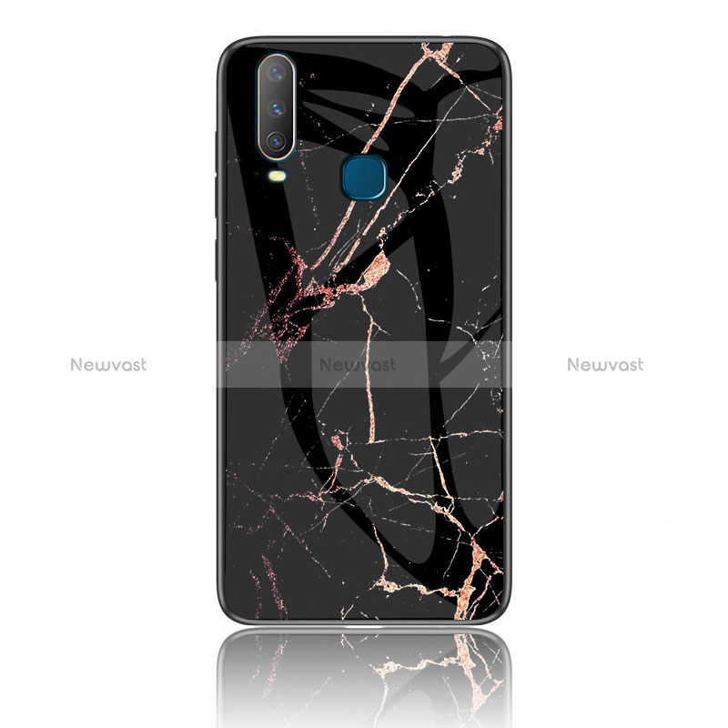 Silicone Frame Fashionable Pattern Mirror Case Cover for Vivo Y11 Gold and Black