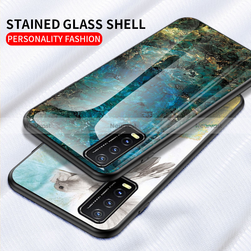 Silicone Frame Fashionable Pattern Mirror Case Cover for Vivo Y12A