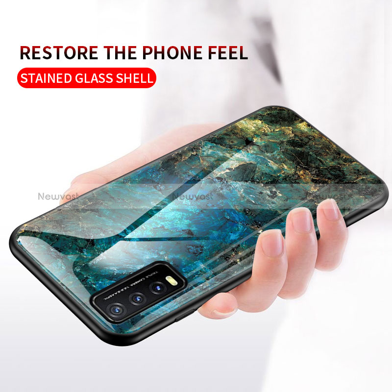 Silicone Frame Fashionable Pattern Mirror Case Cover for Vivo Y12G