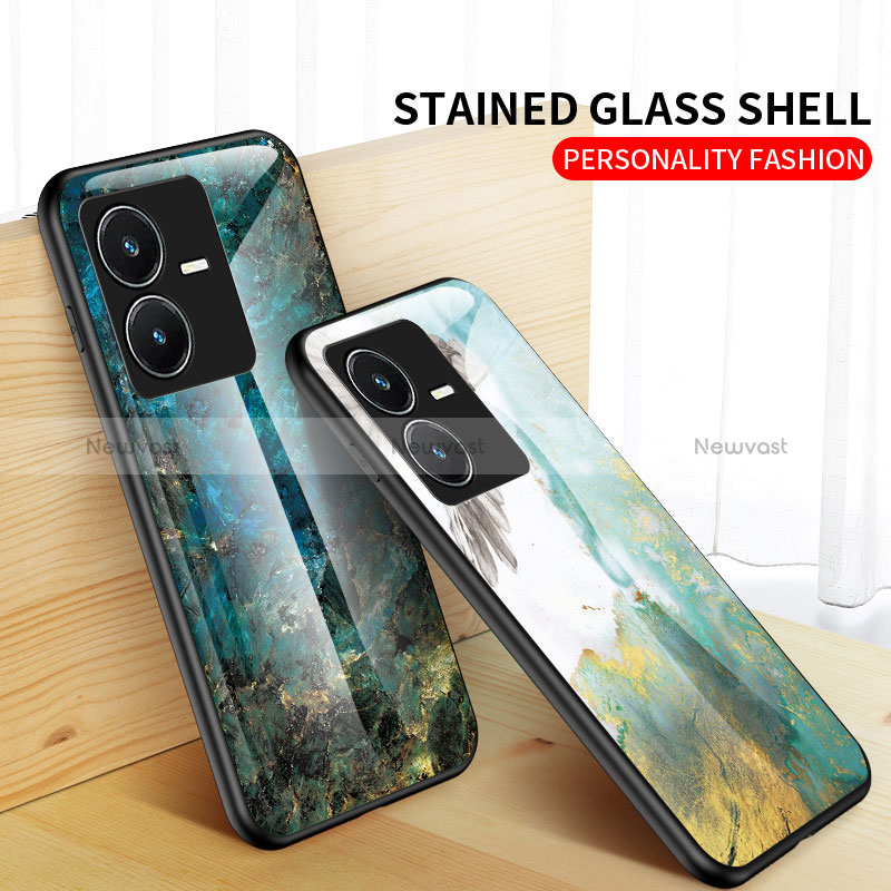 Silicone Frame Fashionable Pattern Mirror Case Cover for Vivo Y22s