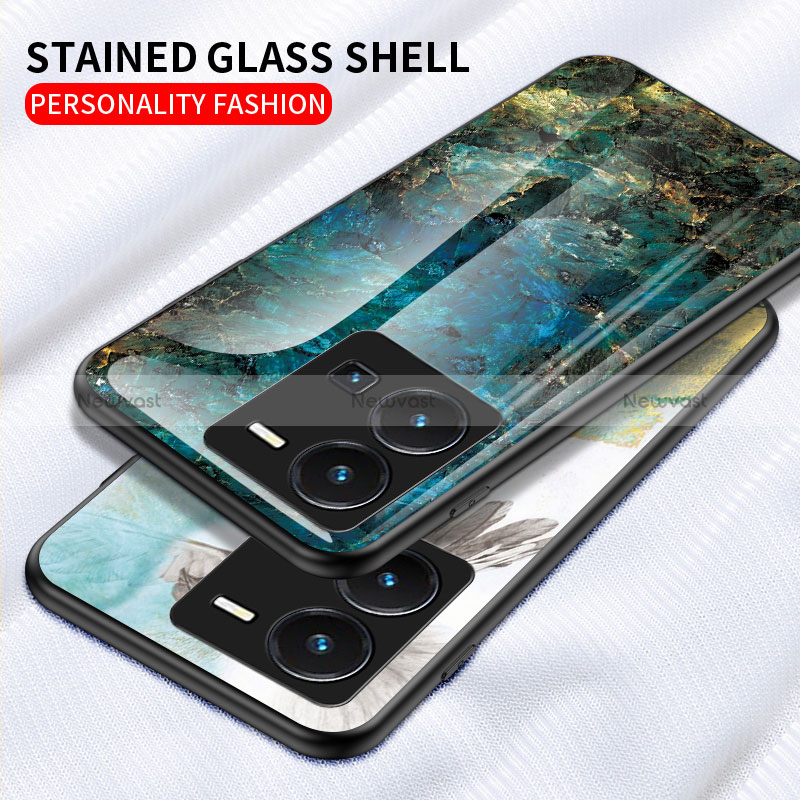 Silicone Frame Fashionable Pattern Mirror Case Cover for Vivo Y35 4G