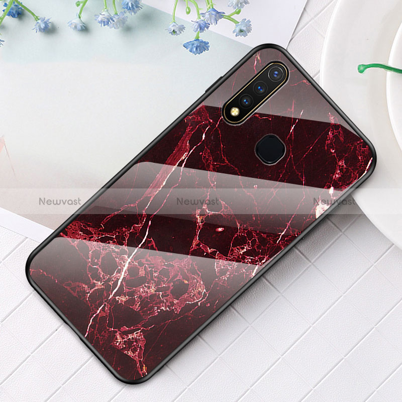 Silicone Frame Fashionable Pattern Mirror Case Cover for Vivo Y5s Red