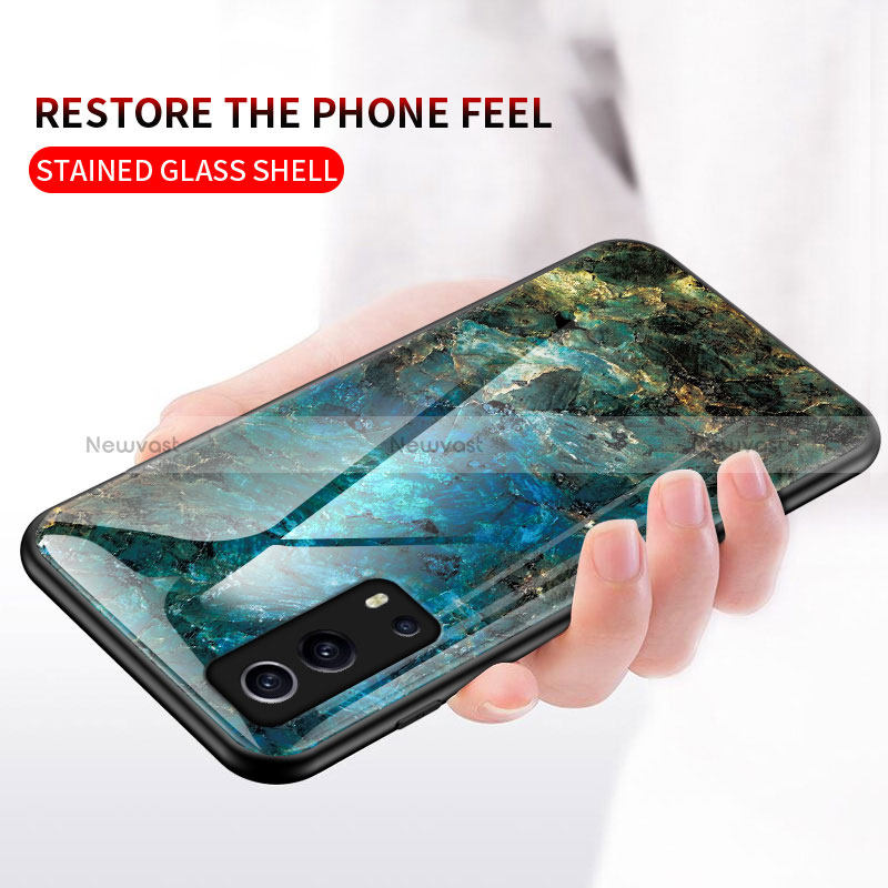 Silicone Frame Fashionable Pattern Mirror Case Cover for Vivo Y72 5G