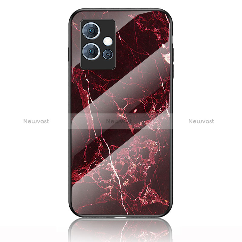 Silicone Frame Fashionable Pattern Mirror Case Cover for Vivo Y75 5G Red