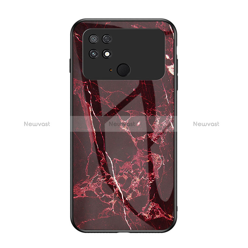 Silicone Frame Fashionable Pattern Mirror Case Cover for Xiaomi Poco C40 Red