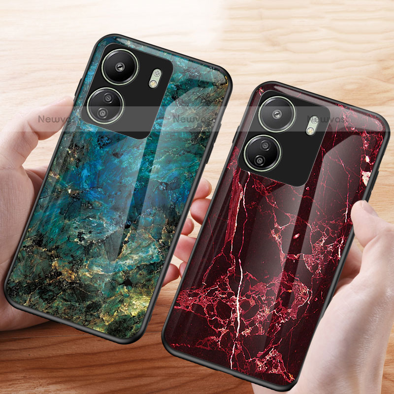 Silicone Frame Fashionable Pattern Mirror Case Cover for Xiaomi Poco C65