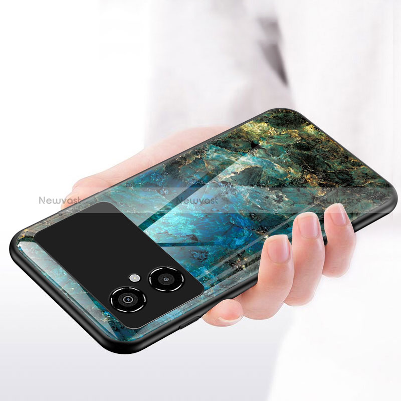 Silicone Frame Fashionable Pattern Mirror Case Cover for Xiaomi Poco M4 5G