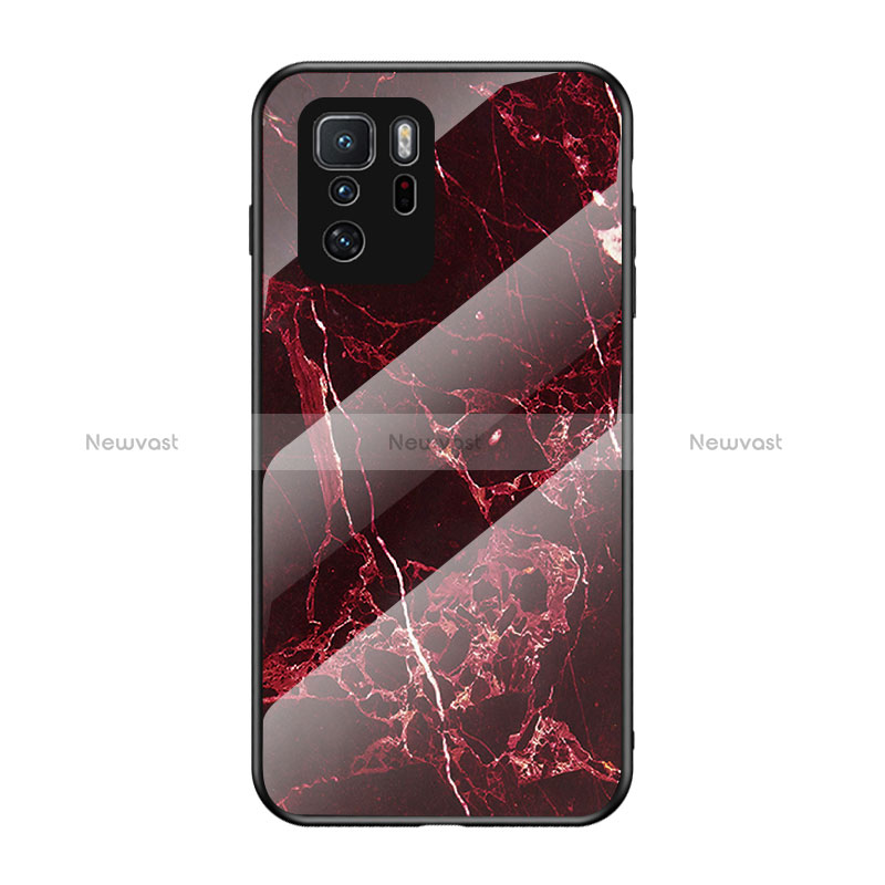 Silicone Frame Fashionable Pattern Mirror Case Cover for Xiaomi Poco X3 GT 5G Red