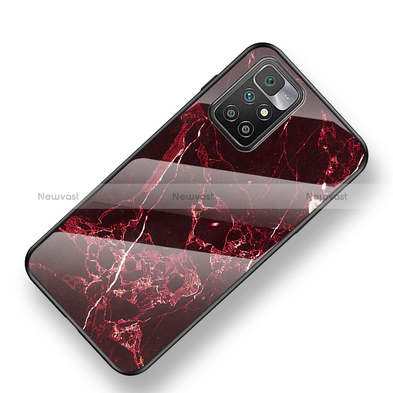 Silicone Frame Fashionable Pattern Mirror Case Cover for Xiaomi Redmi 10 (2022) Red