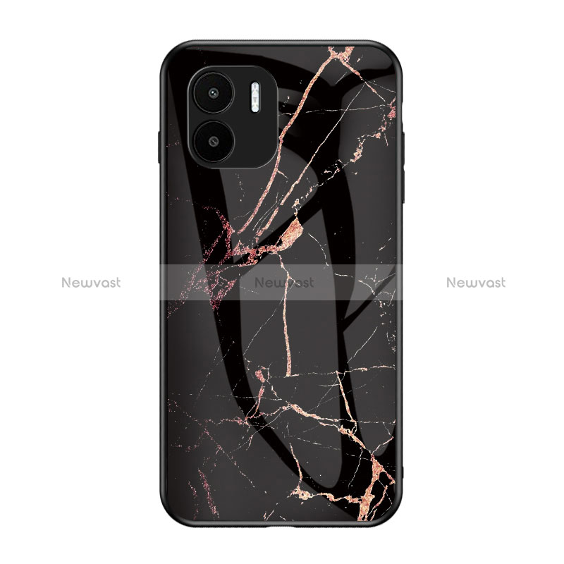 Silicone Frame Fashionable Pattern Mirror Case Cover for Xiaomi Redmi A2 Plus Gold and Black