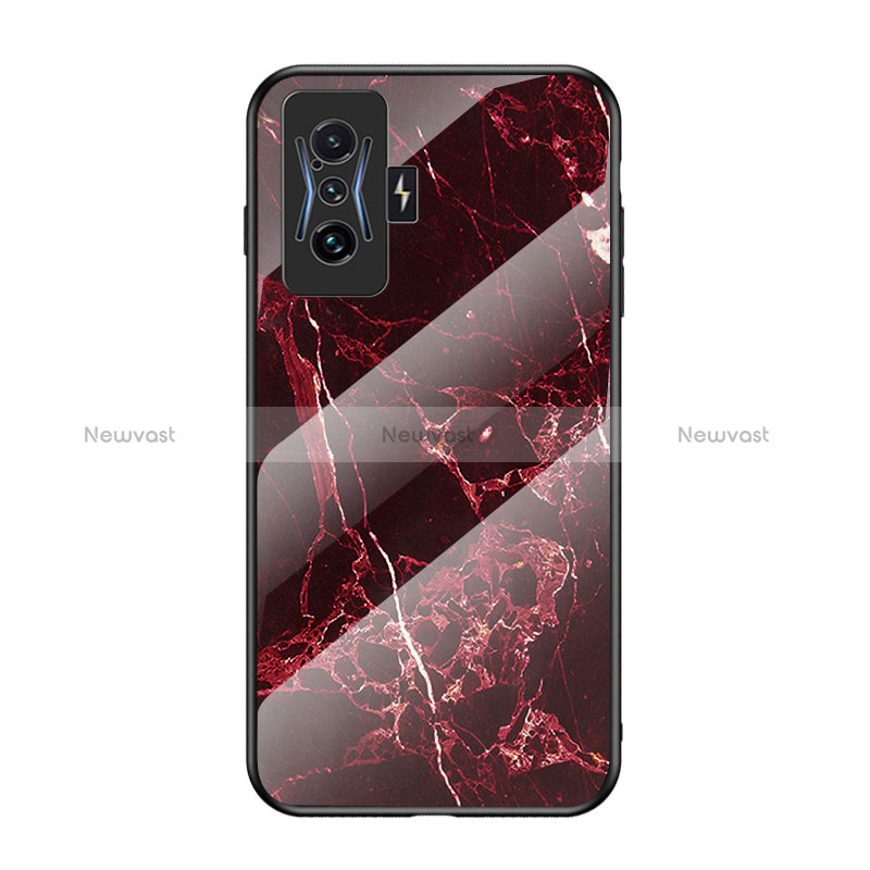 Silicone Frame Fashionable Pattern Mirror Case Cover for Xiaomi Redmi K50 Gaming 5G Red