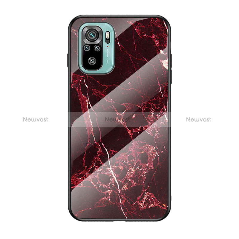 Silicone Frame Fashionable Pattern Mirror Case Cover for Xiaomi Redmi Note 10S 4G Red