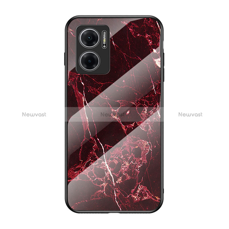 Silicone Frame Fashionable Pattern Mirror Case Cover for Xiaomi Redmi Note 11E 5G Red