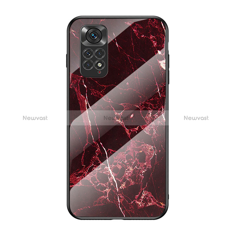 Silicone Frame Fashionable Pattern Mirror Case Cover for Xiaomi Redmi Note 11S 4G Red