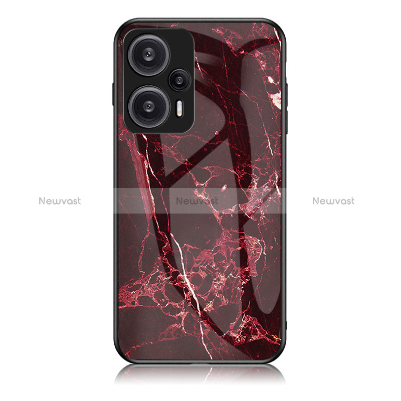 Silicone Frame Fashionable Pattern Mirror Case Cover for Xiaomi Redmi Note 12 Turbo 5G Red