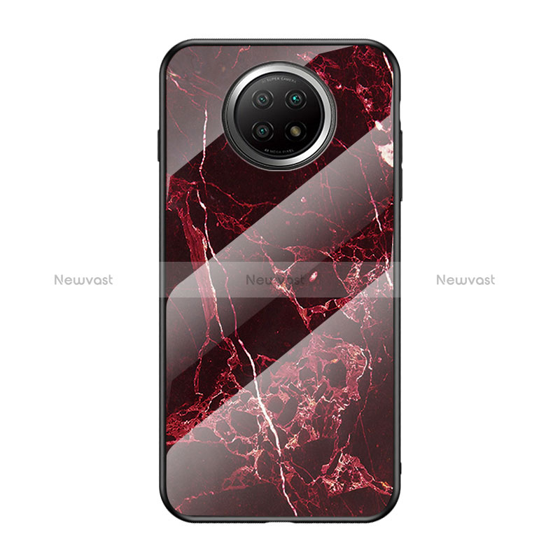 Silicone Frame Fashionable Pattern Mirror Case Cover for Xiaomi Redmi Note 9 5G Red