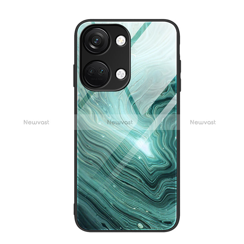 Silicone Frame Fashionable Pattern Mirror Case Cover JM1 for OnePlus Ace 2V 5G Green