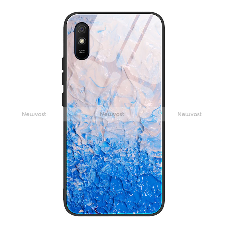 Silicone Frame Fashionable Pattern Mirror Case Cover JM1 for Xiaomi Redmi 9A Blue