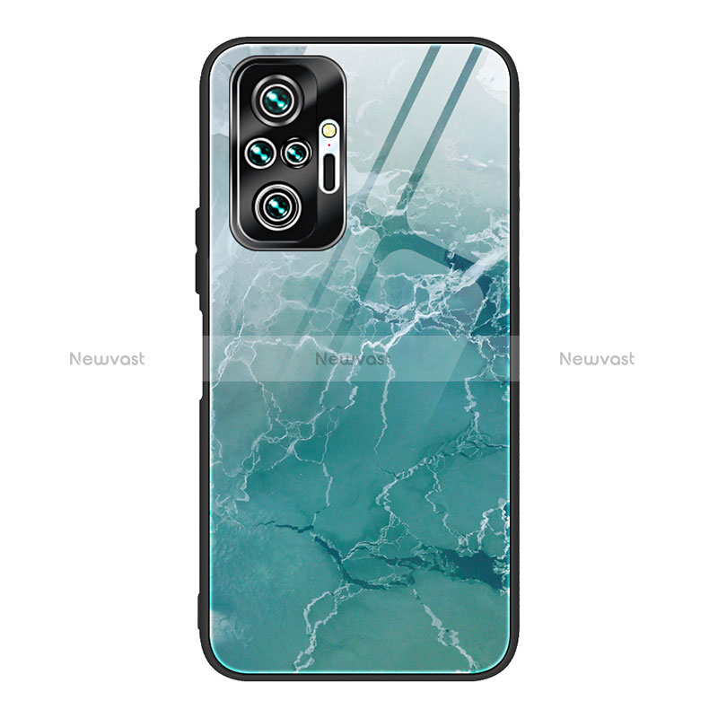 Silicone Frame Fashionable Pattern Mirror Case Cover JM1 for Xiaomi Redmi Note 10 Pro Max Cyan