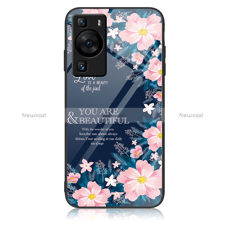 Silicone Frame Fashionable Pattern Mirror Case Cover JM2 for Huawei P60 Pro Pink