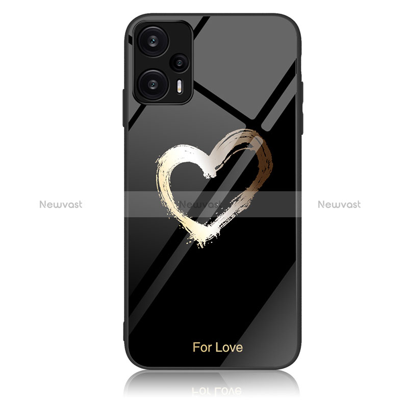 Silicone Frame Fashionable Pattern Mirror Case Cover JM2 for Xiaomi Poco F5 5G Black