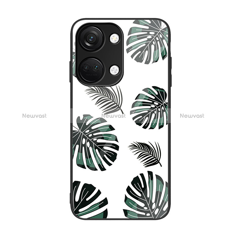 Silicone Frame Fashionable Pattern Mirror Case Cover JM3 for OnePlus Ace 2V 5G Green