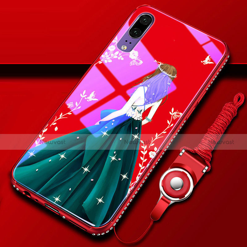 Silicone Frame Fashionable Pattern Mirror Case Cover K01 for Huawei P20 Mixed