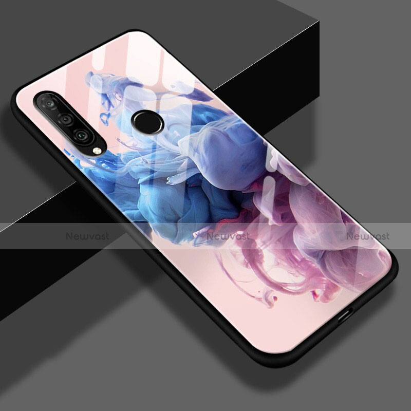 Silicone Frame Fashionable Pattern Mirror Case Cover K01 for Huawei P30 Lite New Edition Pink