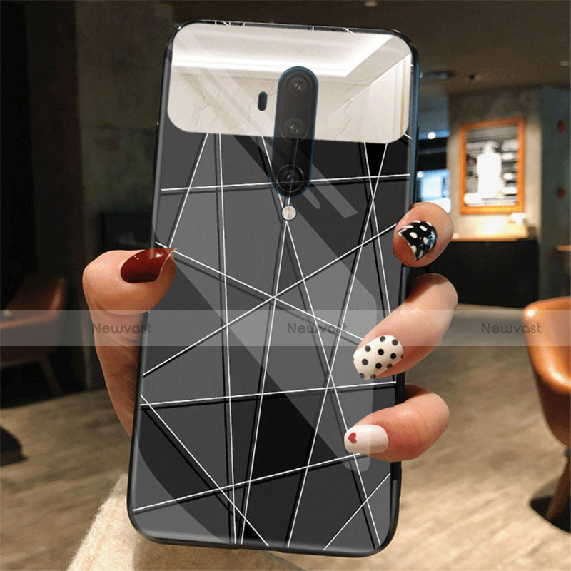 Silicone Frame Fashionable Pattern Mirror Case Cover K01 for OnePlus 7T Pro