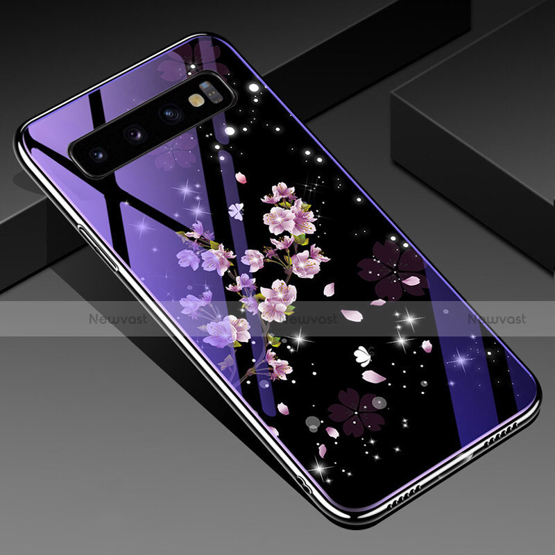 Silicone Frame Fashionable Pattern Mirror Case Cover K01 for Samsung Galaxy S10 Plus