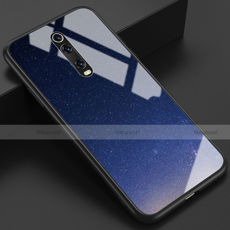 Silicone Frame Fashionable Pattern Mirror Case Cover K01 for Xiaomi Redmi K20 Blue