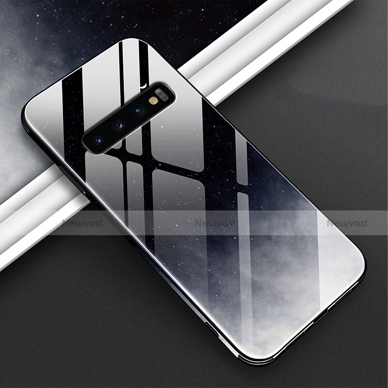 Silicone Frame Fashionable Pattern Mirror Case Cover K06 for Samsung Galaxy S10 5G Black